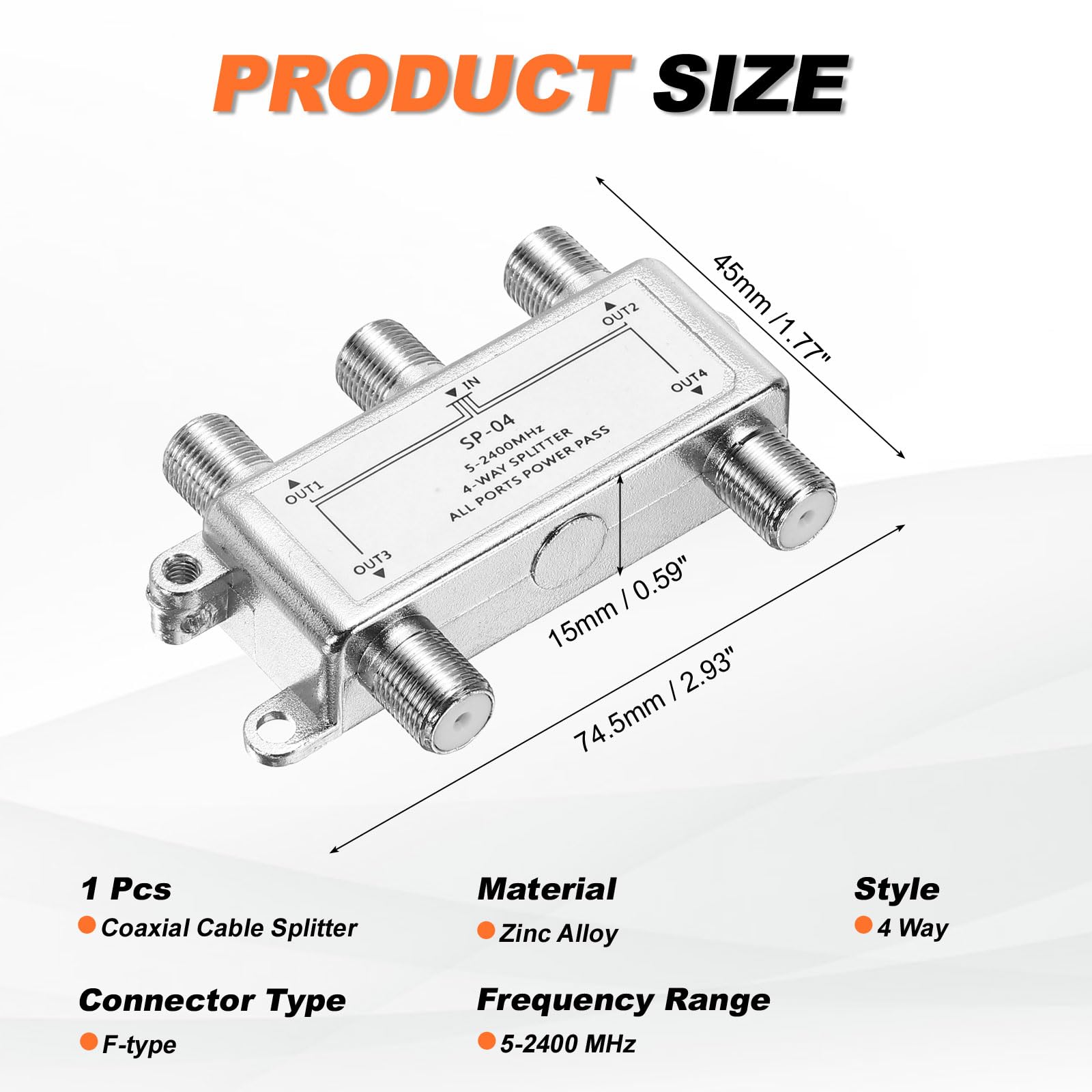 Amazon.com: MECCANIXITY 4 Way Coaxial Cable Splitter, 5-2400 MHz F